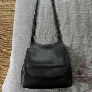 The Row, Sideby Pebbled Calfskin Crossbody Bag, Black